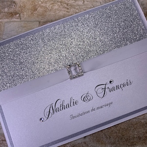 Elegant wedding Invitations, Elegant Invitations, Silver glitter Wedding Invitation, Formal Invitation, black tie Wedding Invitation