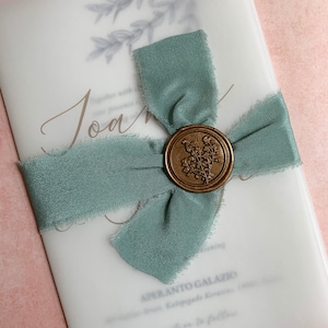 Vellum wrapped wedding invitation with handmade ribbon and wax seal, wax seal wedding invitation, wax seal, handmade ribbon not included