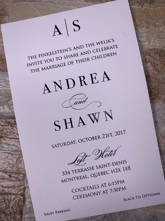 Linen Wedding Invitations Black Tie Invitations Black Tie Wedding Invitations Formal Invitation Jewish Invitation Jewish Wedding Invite Etsy Canada