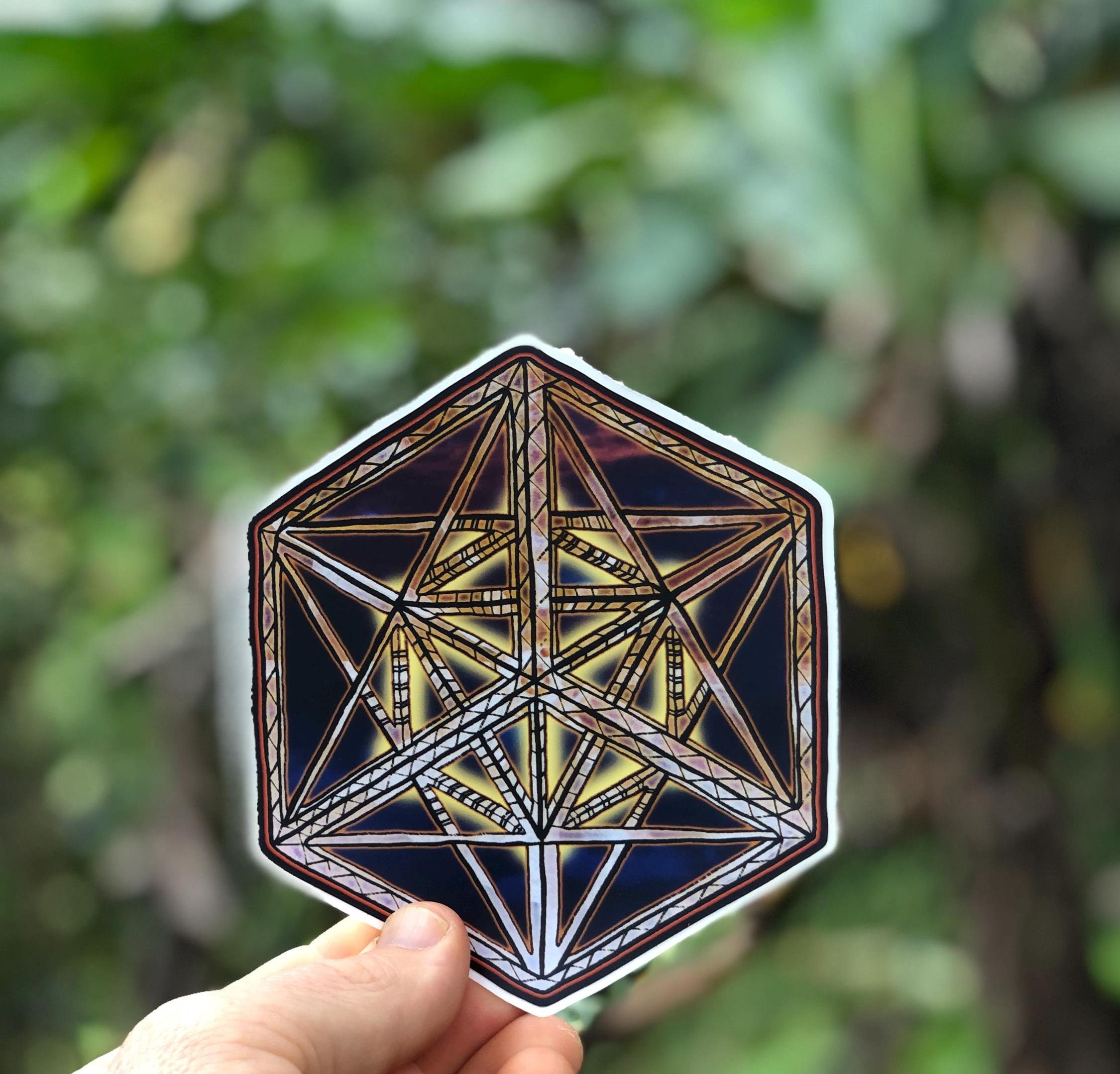 5" Sacred Geometry Sticker - Metatron's Cube Sunset - Original Hand ...