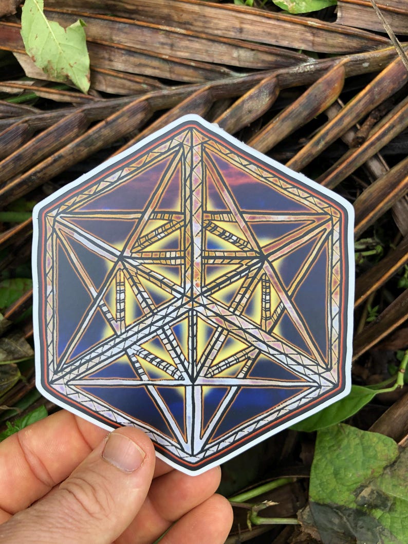 5" Sacred Geometry Sticker - Metatron's Cube Sunset - Original Hand ...