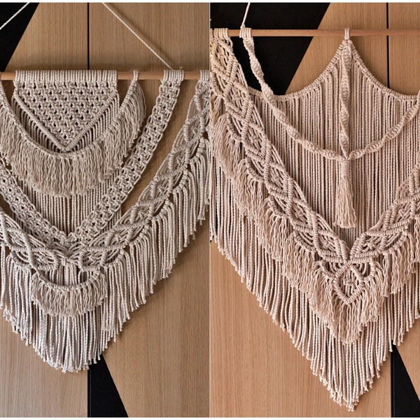 2 Macrame Patterns, Macrame wall hanging pattern, Macrame PDF pattern,  Macrame tutorial, Easy macrame pattern, Macrame tutorial with pictur