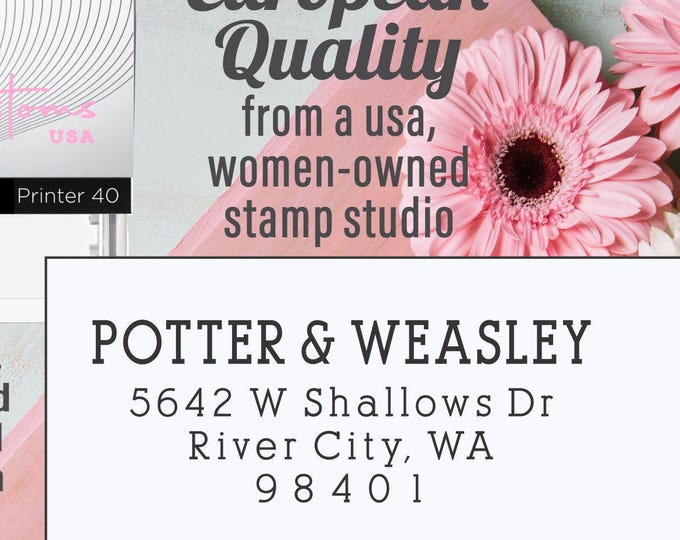 Address Stamp : Blended family, two last names, Couple