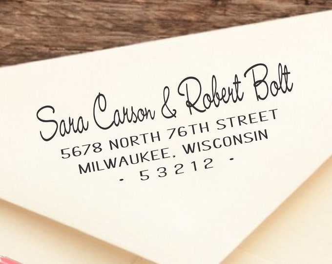 Couple's Address Stamp: Self Inking, Two Last Names, Wedding RSVP