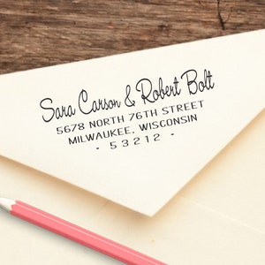 Couple Address Stamp with different last name, self inking,  two last names, full names, Engagement , Wedding RSVP Envelopes, Return Address