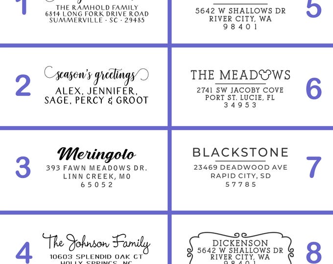 Personalized Return Address Stamp: self-inking or knob handle stampers with ink pad