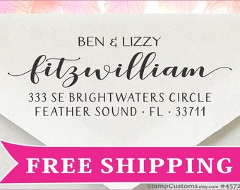 Address Stamp - Custom Calligraphy, Married couple