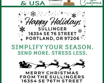 Personalized Christmas Address Stamp, Self-Inking Rubber Stamp