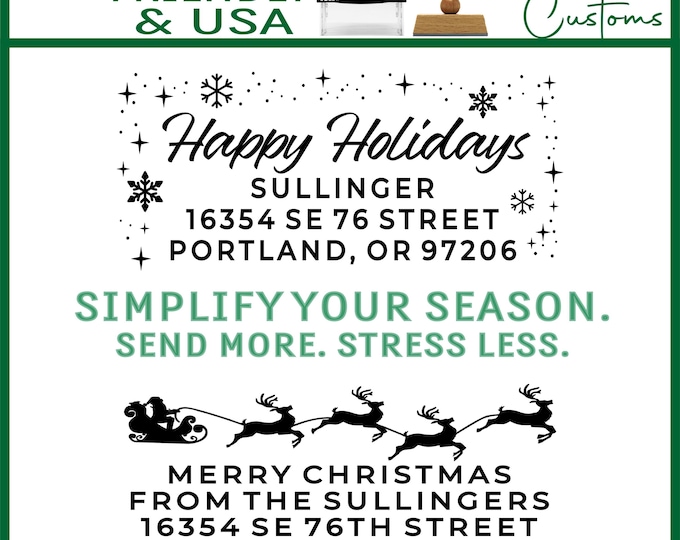 Personalized Christmas Address Stamp, Self-Inking Rubber Stamp