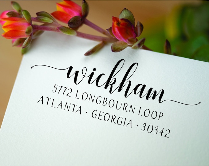Personalized Address Stamp  - Custom Return Address Stamp - Wedding Calligraphy Address
