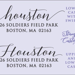 Return Address Stamp, Housewarming, Moving, Moved, Envelope, Swirly Calligraphy Script font, Wedding  Married, Newlywed,  Last Name, Gift