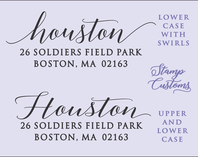 Return Address Stamp, Housewarming, Moving, Moved, Envelope, Swirly Calligraphy Script font, Wedding  Married, Newlywed,  Last Name, Gift
