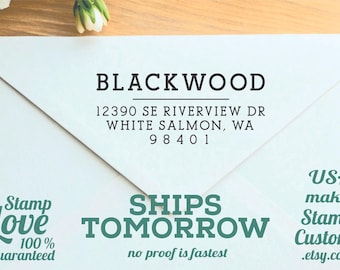 Simple Bold Address Stamp : Custom, Clean, Plain, Normal, Modern, Personalized Self inking