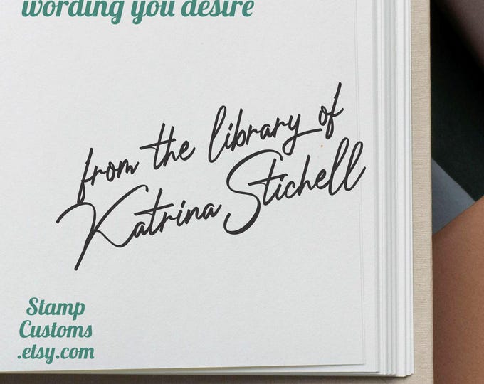 Custom Book Stamp :  Simple, minimalist Scribble, Scrawl, Handwritten, Handwriting