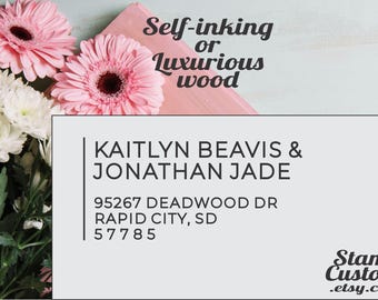 Custom Address Stamp : Simple, Clean, Plain, Minimal,  Couple gift