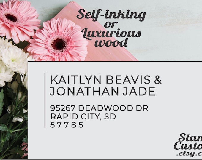 Custom Address Stamp : Simple, Clean, Plain, Minimal,  Couple gift