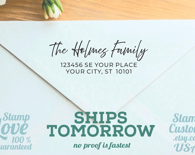 Custom Address Stamp : Modern Script Font from Canva