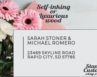 Modern Couple Address Stamp: Custom Elegant Return Address