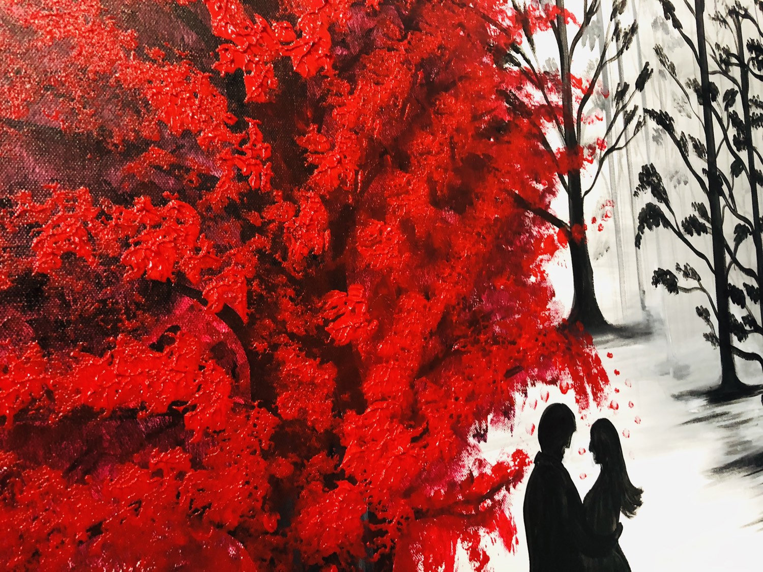 愛の陰影 現代抽象画 赤と白の絵画 - Etsy 日本