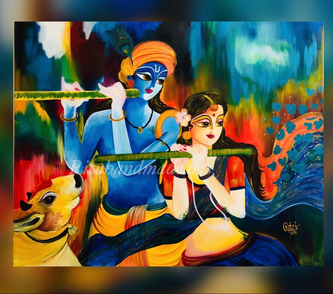 Radha Krishna Leela Radha Krishna Contemporary Modern - Etsy Canada Radha Krishna Leela Radha Krishna Contemporary Modern - Etsy Canada