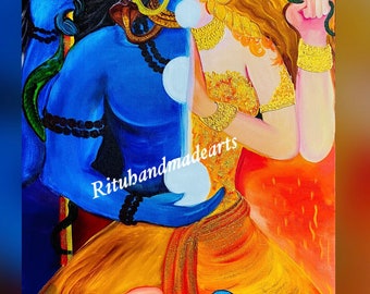 Shiva and sakti modern contemporary abstract traditional style art