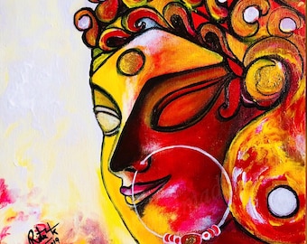 Maa Durga Contemporary modern abstract style painting