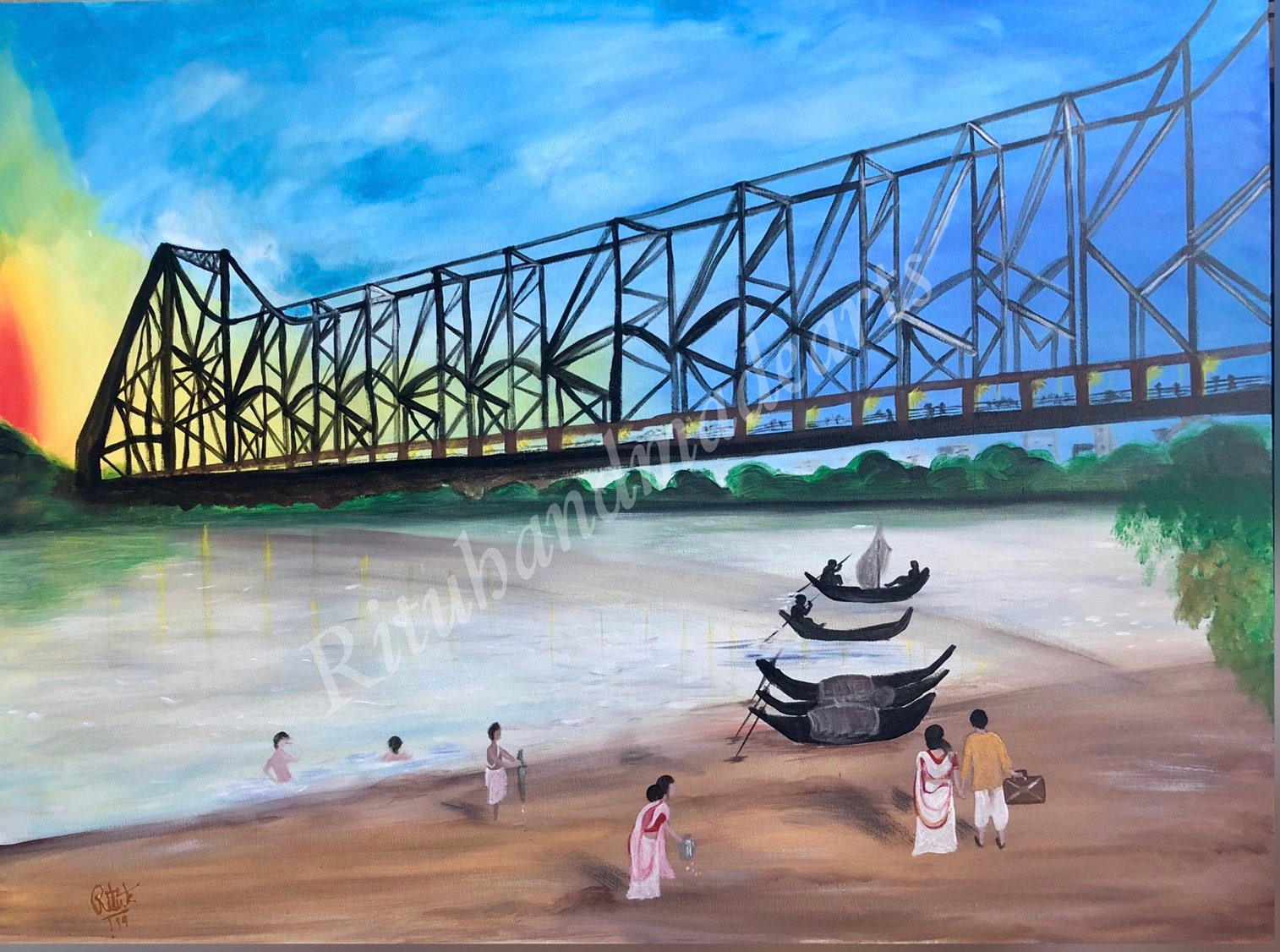 Calcutta Calling Howrah Bridge Kolkata Bangla Art West Bengal picture pic