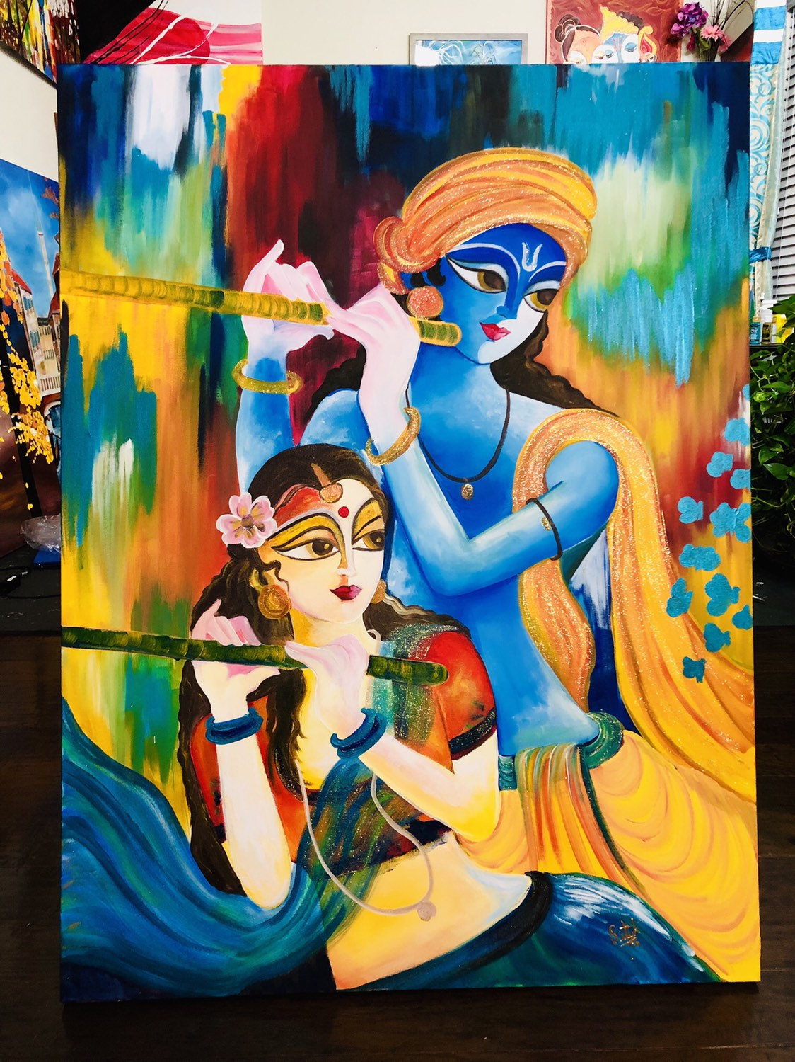 Radha Krishna Eternal Love Radha Krishna Contemporary Modern - Etsy