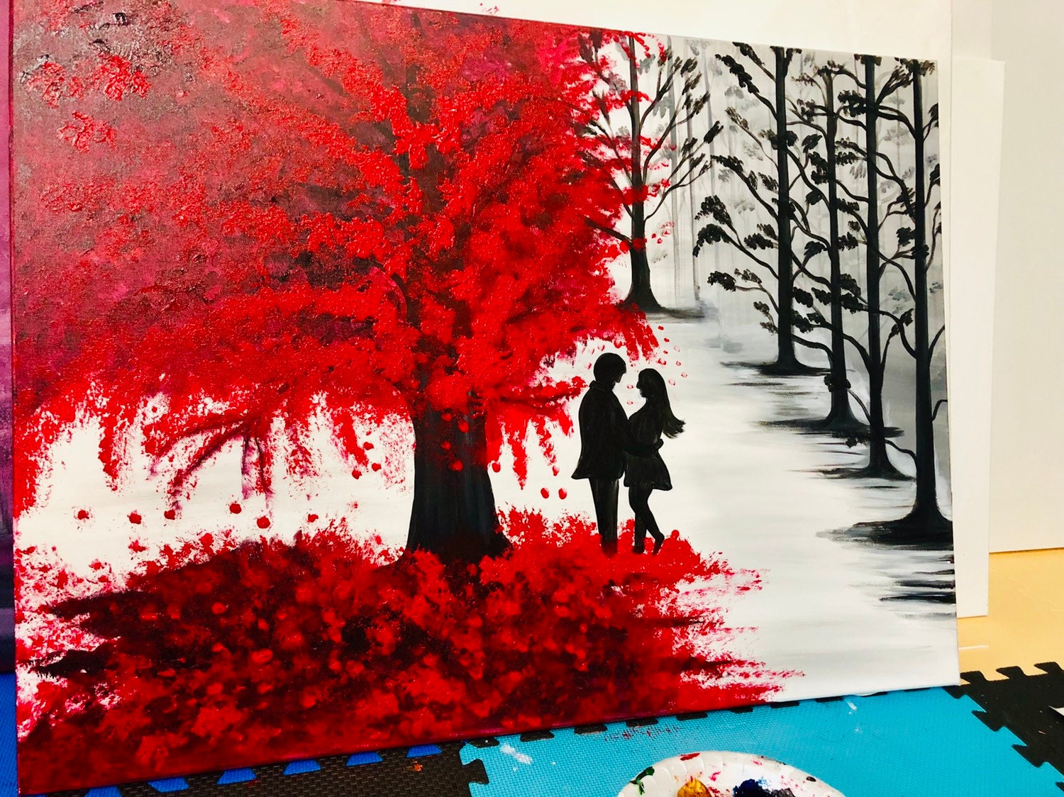 愛の陰影 現代抽象画 赤と白の絵画 - Etsy 日本