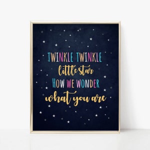 Twinkle Twinkle Little Star, How We Wonder What You are, Nursery Wall Art, Gender Neutral Wall Art, Colorful Letters,