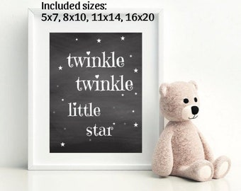 Twinkle Twinkle Little Star Printable, Kids Room Decor, Modern Nursery Art, Playroom Decor, Childrens Print, Girl Decor