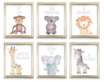 Impressions d’animaux Safari, Animaux Safari, Cadeaux de baby shower, Animaux Safari imprimables, Art mural de chambre d’enfant, Pépinière d’animaux pour bébés, Impressions Safari