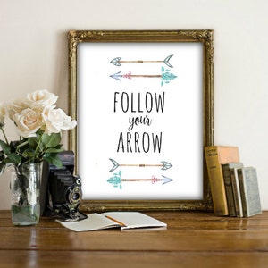 Follow Your Arrow, Printable Wall Decor, Tribal Print, Tribal Printable, Inspirational Quote, Motivational Quote, Tribal Art image 2