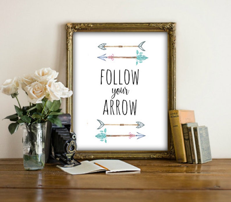 Follow Your Arrow, Printable Wall Decor, Tribal Print, Tribal Printable, Inspirational Quote, Motivational Quote, Tribal Art image 2