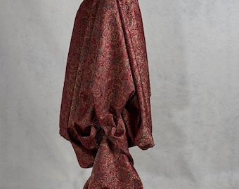 Brocado jacquard francés Julien Faure en burdeos multicolor