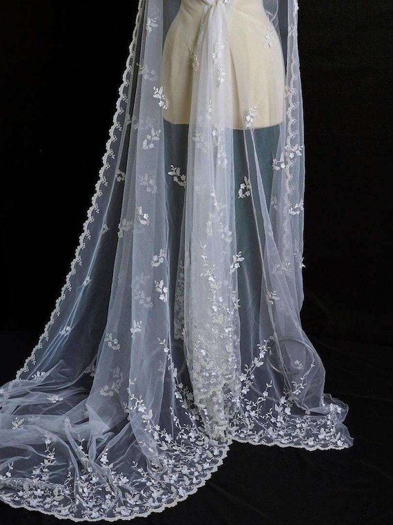 Marco Lagattolla Beaded Embroidered Tulle with Floral Appliqués