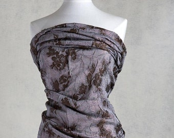 Brocado jacquard francés Julien Faure en cobre pálido y marrón