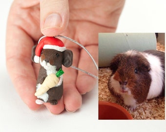 Custom Guinea Pig Christmas Decoration. Cavy Ornament. Piggy Figurine.