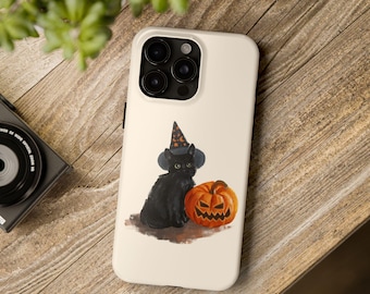 Black Cat and Pumpkin Cute Halloween Phone Case, Cute and Trendy Halloween Phone Case, Fall Phone Case, Case for iPhone and Samsung Galaxy