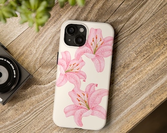 Custodia per telefono Lily Summer Flower, custodia per telefono resistente, design estivo alla moda, regali per lei, custodia per telefono popolare e alla moda, custodia per telefono estiva