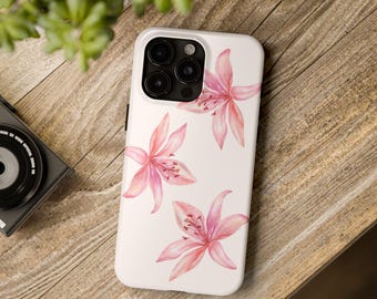 Custodia per telefono Tiger Lily, Tiger Lily rosa, custodia per telefono estiva, custodia per telefono popolare e alla moda, estetica estiva, custodia per telefono floreale