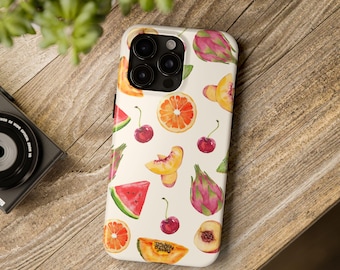 Summer Fruit Watercolor Collage Tough Phone Case, Girly Summer Phone Case, Gifts for Her, Trendy Phone Case, Popular Phone Case