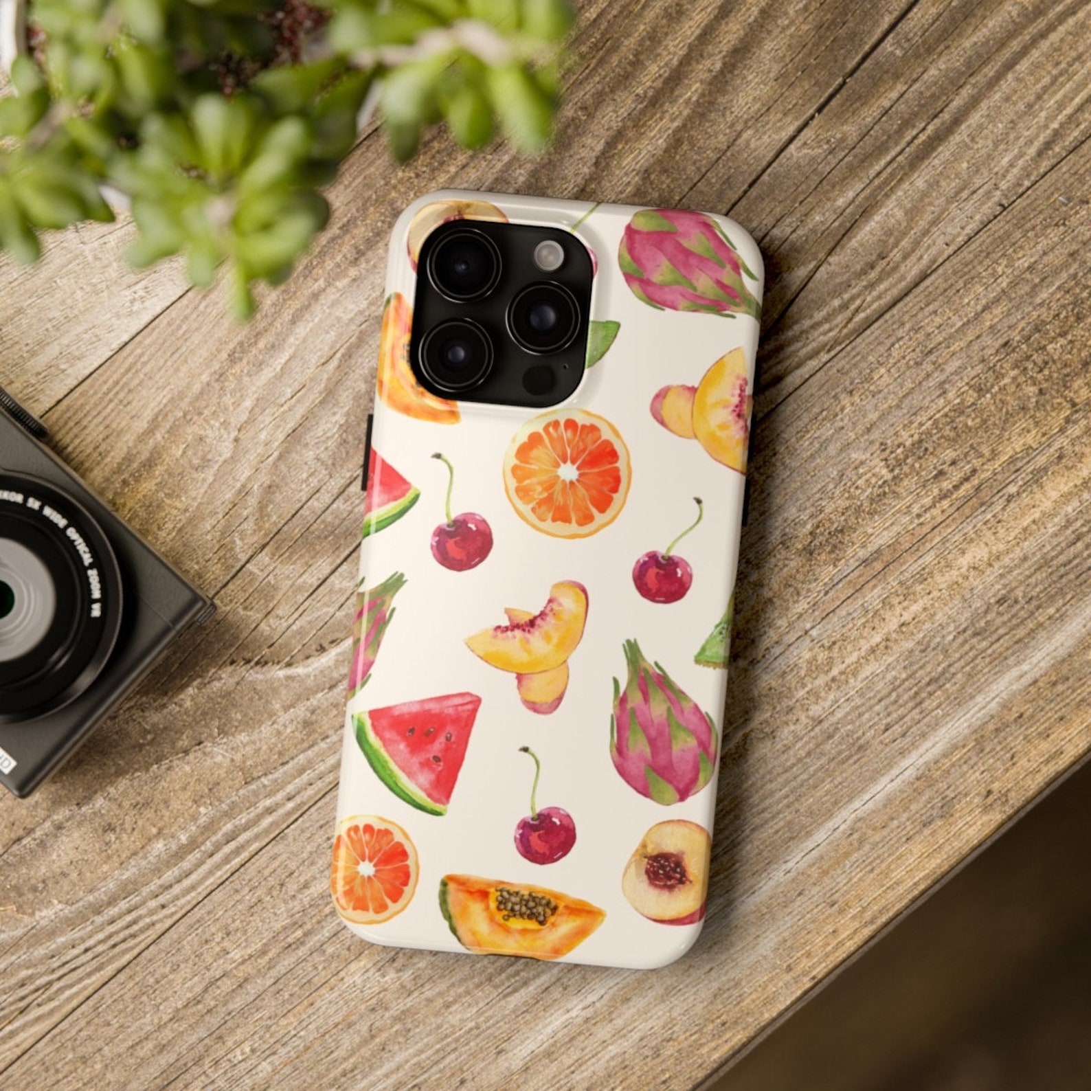 Summer Fruit Watercolor Collage Tough Phone Case, Girly Summer Phone — free download