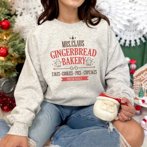 Ginger Bread Bakery, Holiday Sweatshirt, Santa, Grifts for Her, Christmas Sweater