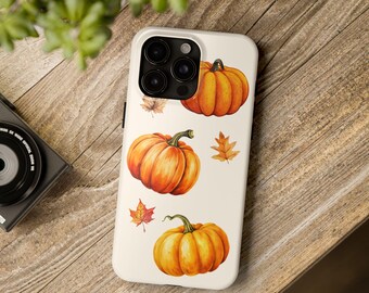 Coque de portable citrouille, coque de portable automne automne, jolie coque de portable automne, saison d'automne, citrouille, feuilles d'automne, coque pour iPhone et Samsung Galaxy