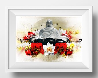 Meditating Buddha - Street Art - Poster Art -  Digital Download - Print Ready! Print Any Size Up To 16.53 x 23.39 inch