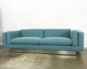 Modern Sofa With New Upholstery a Chrome Plinth Base by Metropolitan Furniture (FREE SHIPPING)