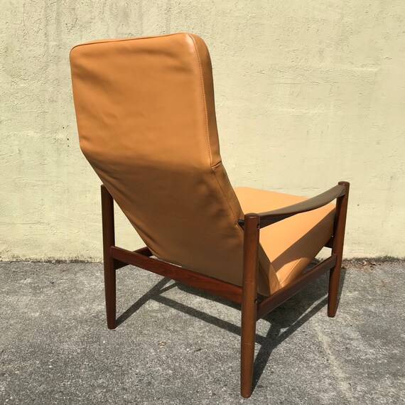 Swedish Lounge Chair Ottoman With New Leather Upholstery Etsy