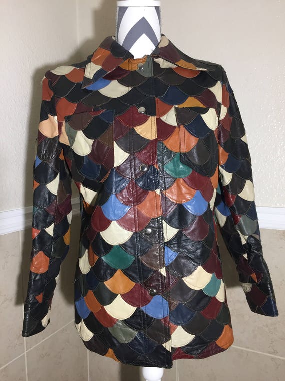 Scalloped Patchwork Jacket 60's Leather Beatnik