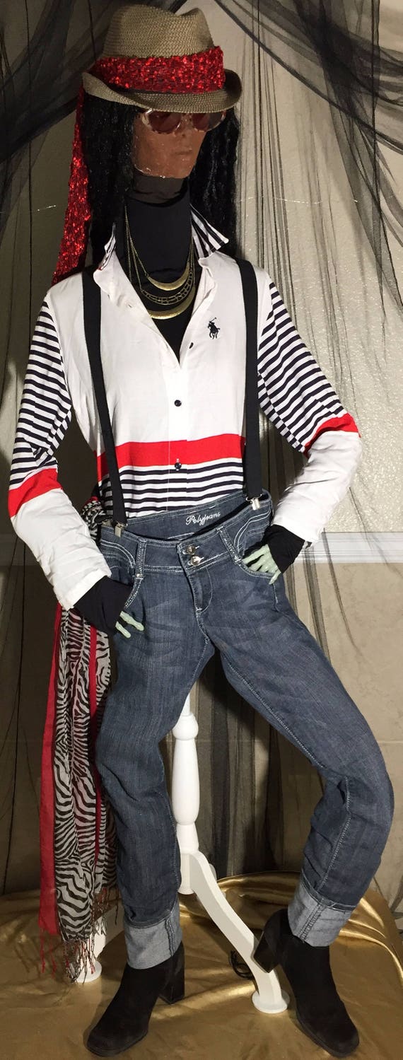Beatnik Stripped Red White & Blue POLO Blouse Unis